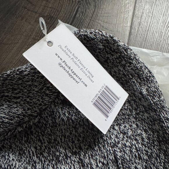 Plush | NWT Marled Fleece Lined Slouchy Beanie in Black/White - Picture 7 of 8